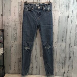 Hudson Nico Midrise Ankle Raw Hem Distressed Super Skinny 27